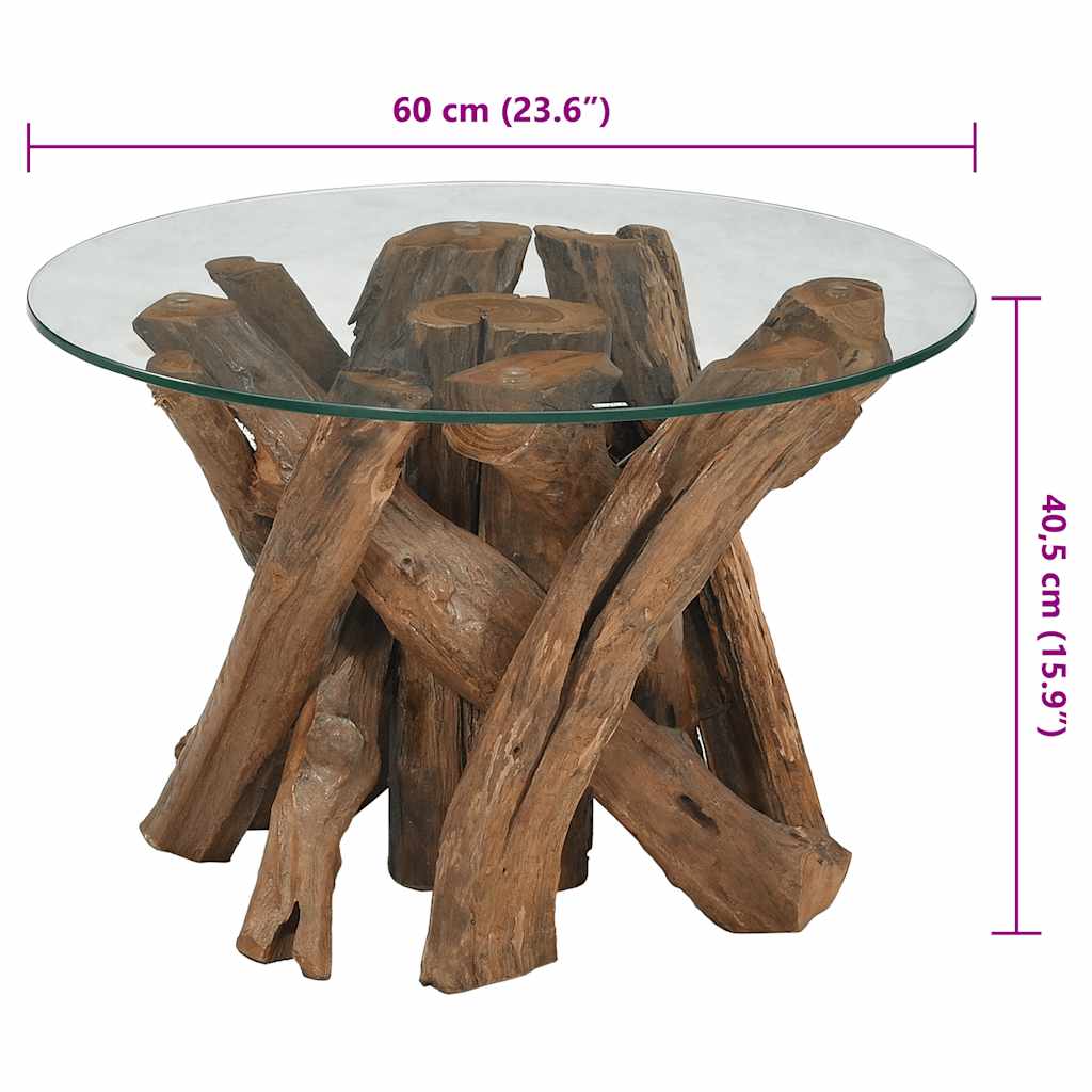 Couchtisch Massivholz Teak Treibholz 60 cm