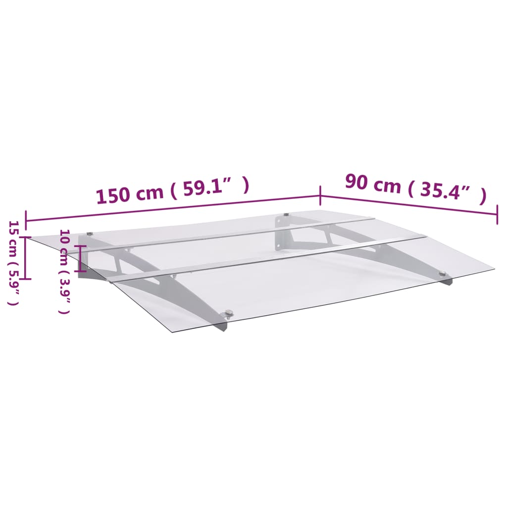 Türvordach Silbern und Transparent 150x90 cm PET