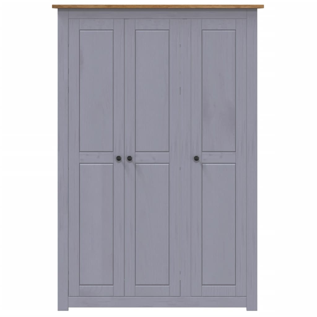 Kleiderschrank 3-Türig Grau 118×50×171,5 cm Kiefer Panama Serie