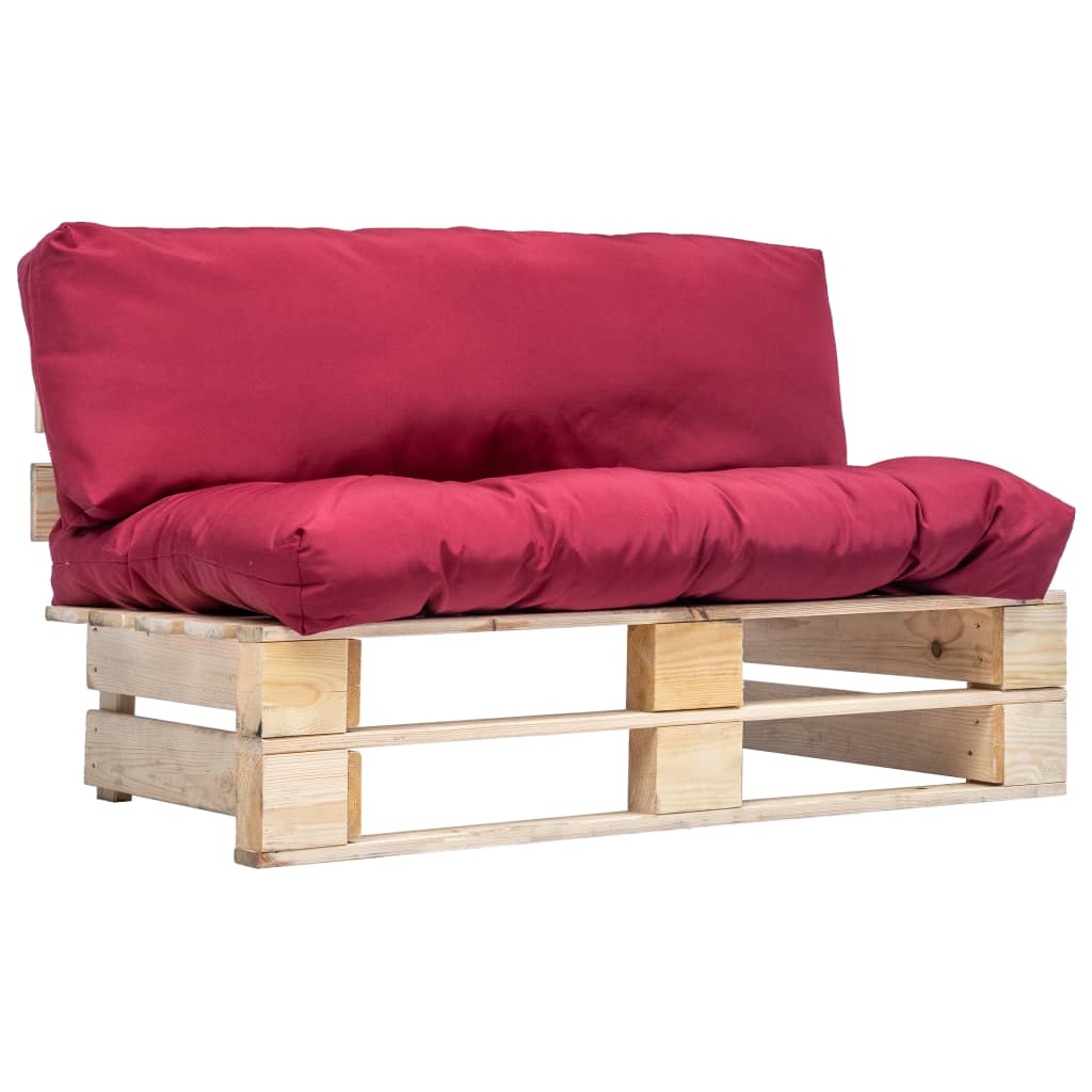 Outdoor-Sofa Paletten mit Kissen in Rot Kiefernholz