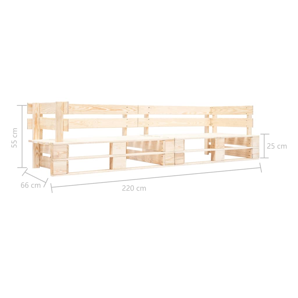 Garten-Palettensofa 2-Sitzer Natur Holz