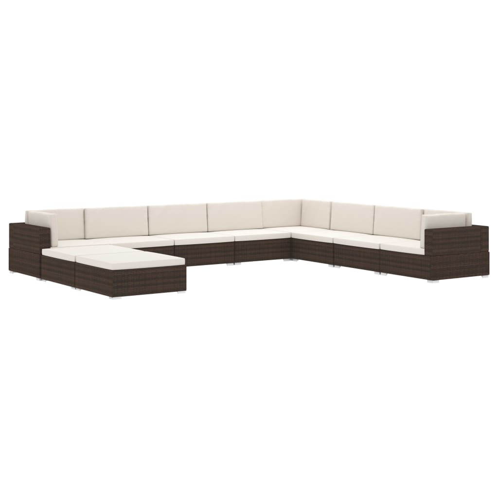 Modular-Sofa-Mittelteil 1 Stk. + Auflagen Poly Rattan Braun