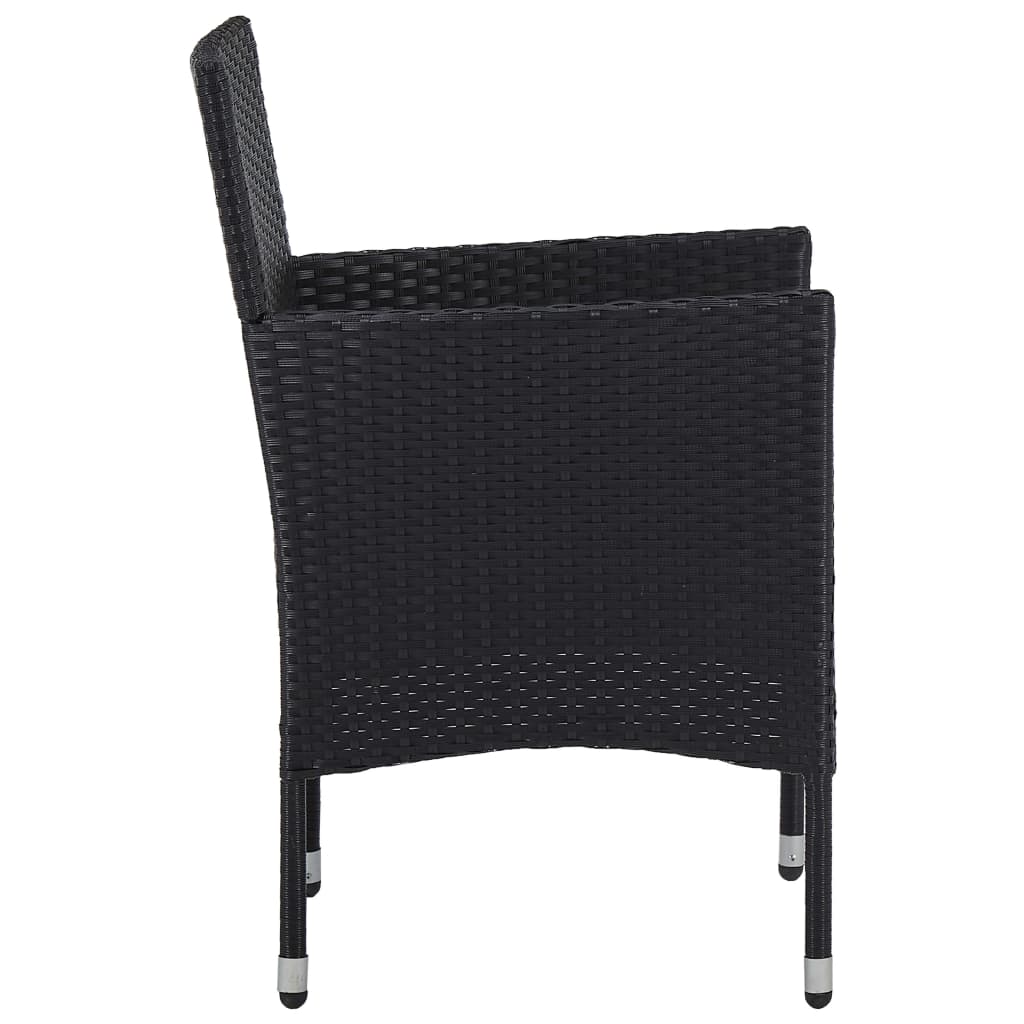 Garten-Essstühle 2 Stk. Poly Rattan Schwarz