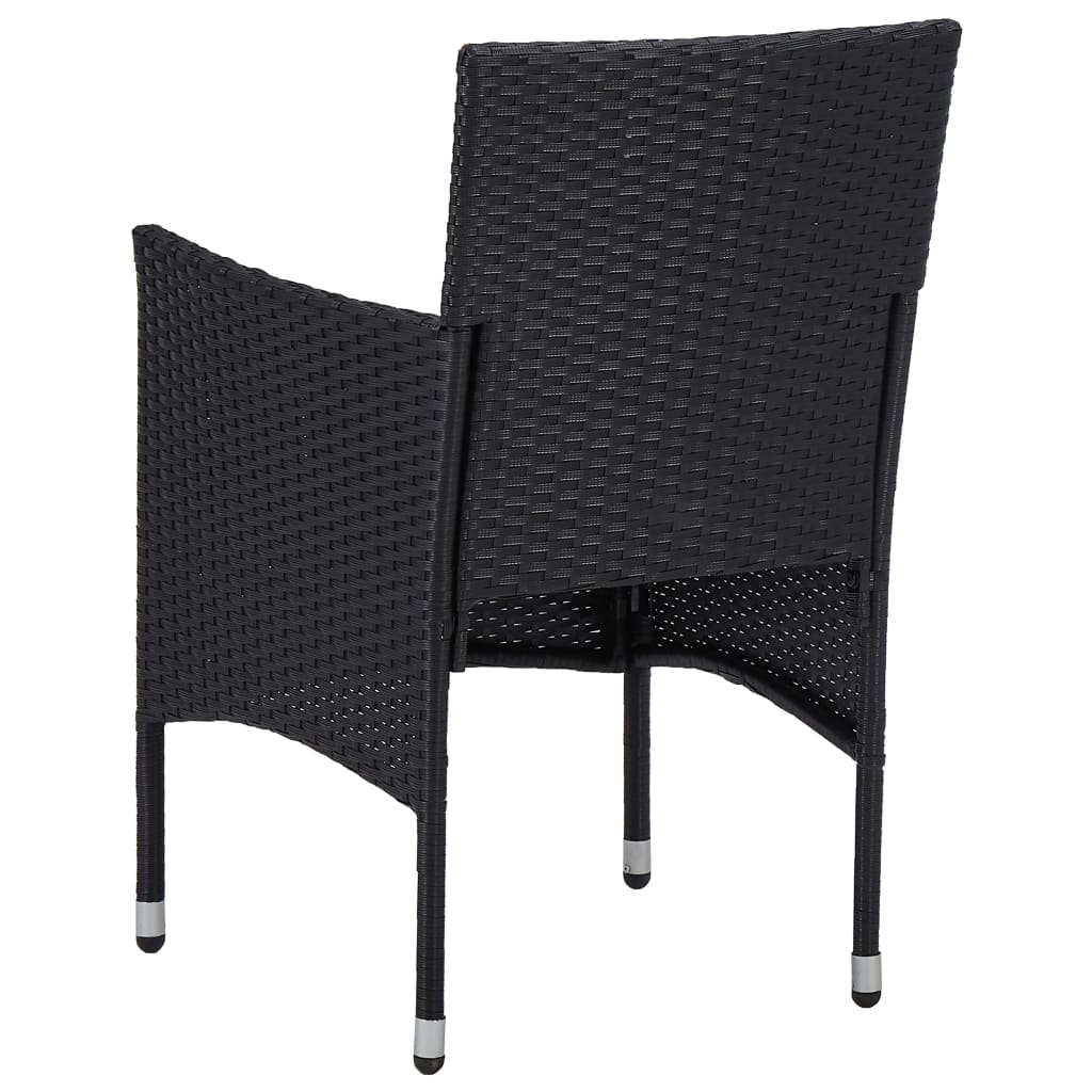 Garten-Essstühle 2 Stk. Poly Rattan Schwarz