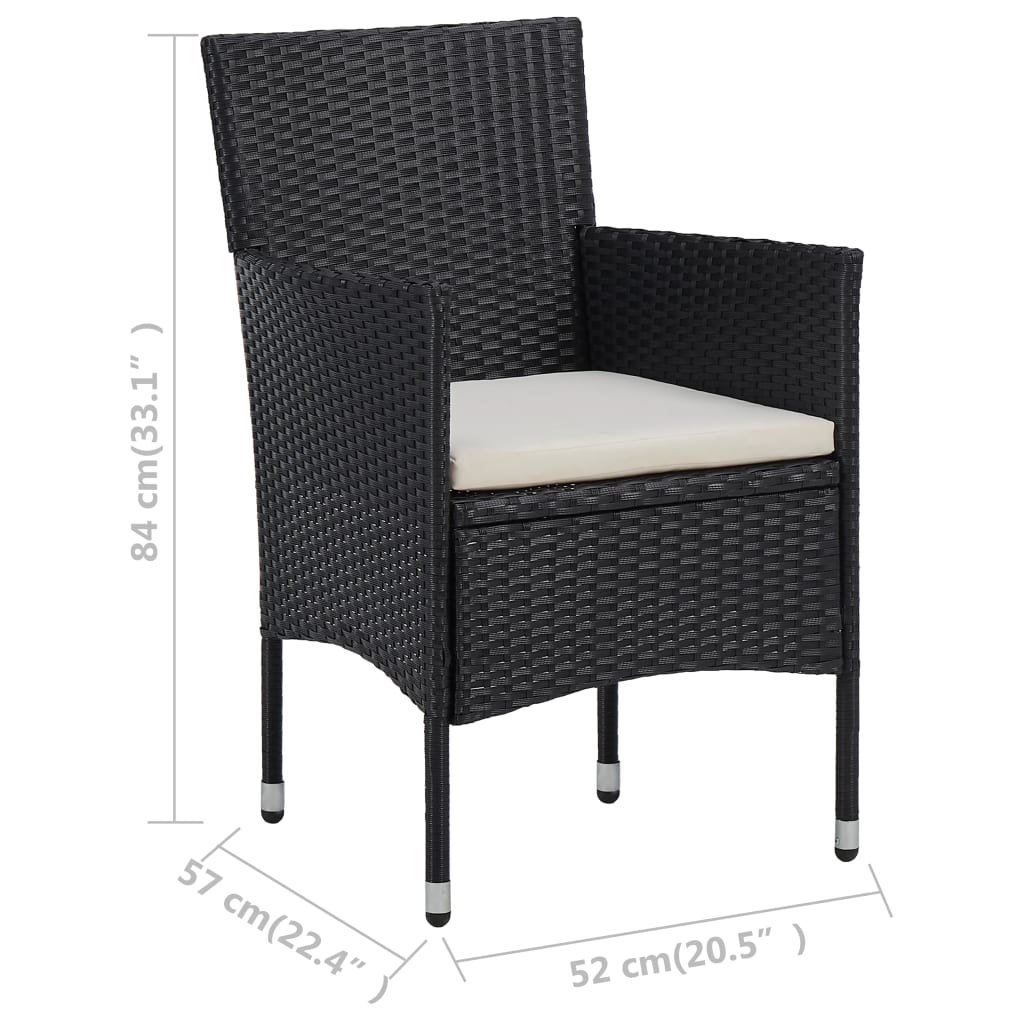 Garten-Essstühle 2 Stk. Poly Rattan Schwarz