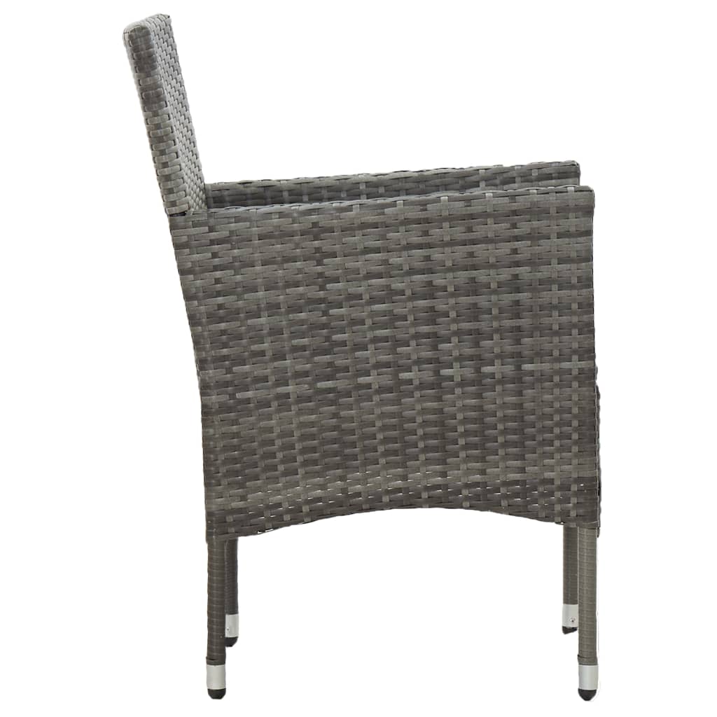 Garten-Essstühle 2 Stk. Poly Rattan Grau