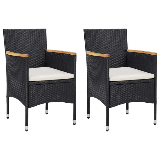 Garten-Essstühle 2 Stk. Poly Rattan Schwarz