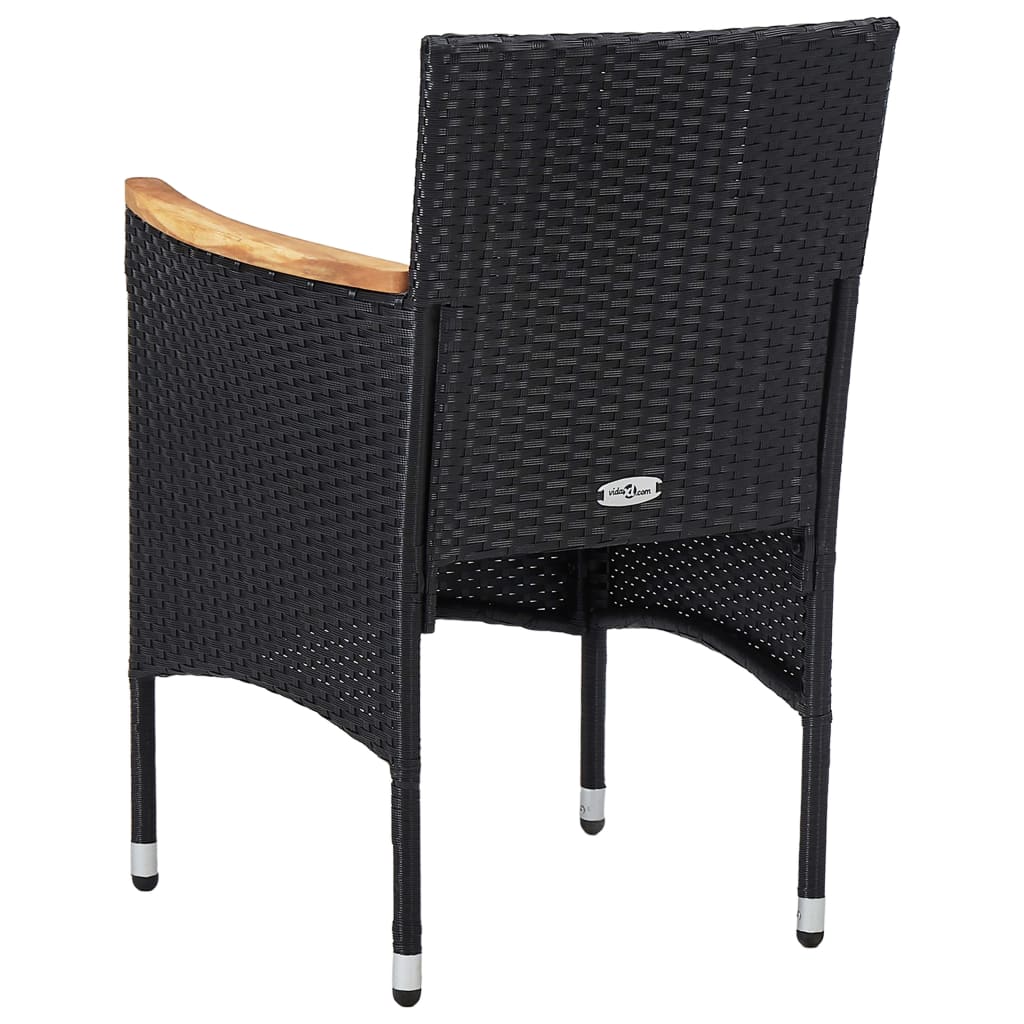 Garten-Essstühle 2 Stk. Poly Rattan Schwarz