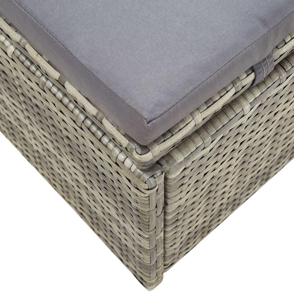 Sonnenliege mit Auflage Grau Poly Rattan