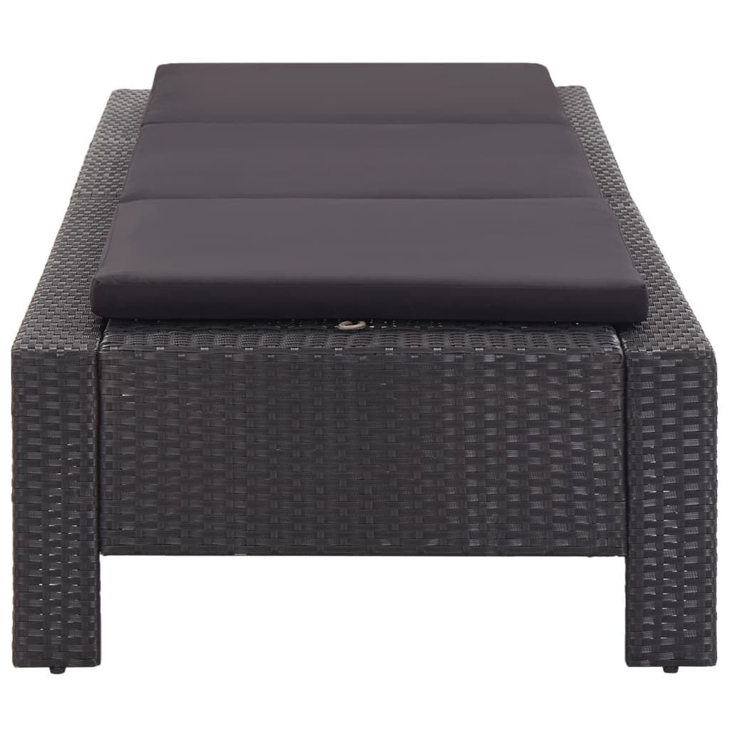 Sonnenliege mit Auflage Schwarz Poly Rattan