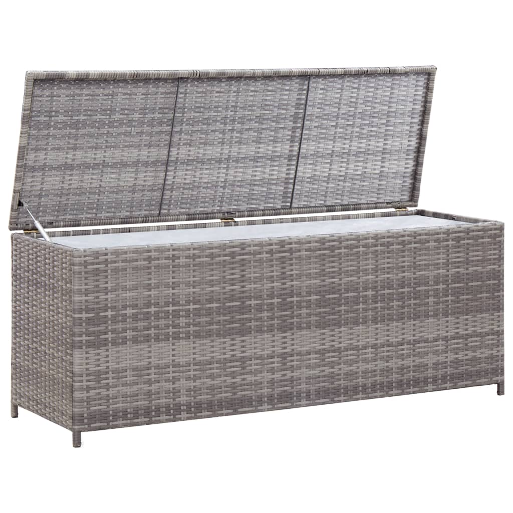 Garten-Auflagenbox Grau 150x50x60 cm Poly Rattan