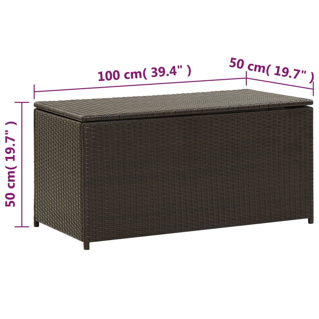 Gartenbox Poly Rattan 100x50x50 cm Braun