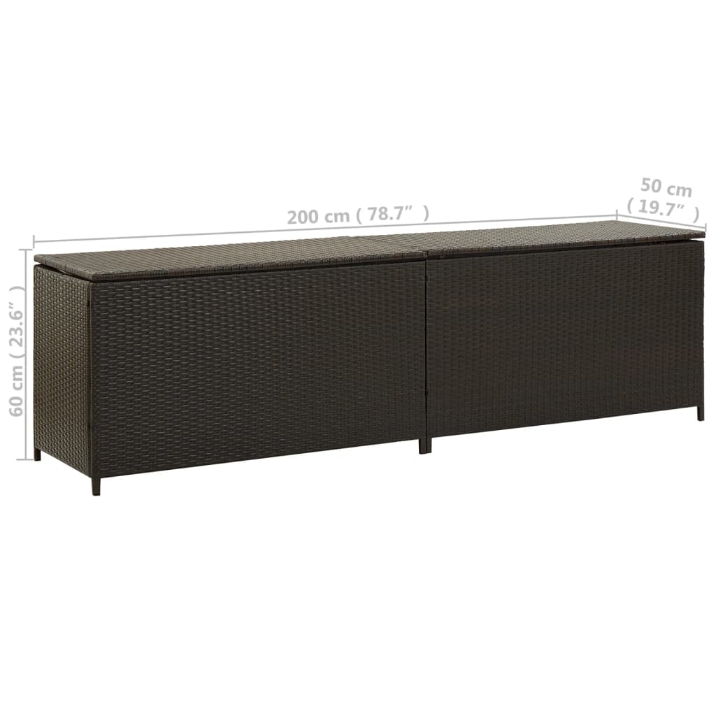 Gartenbox Poly Rattan 200x50x60 cm Braun