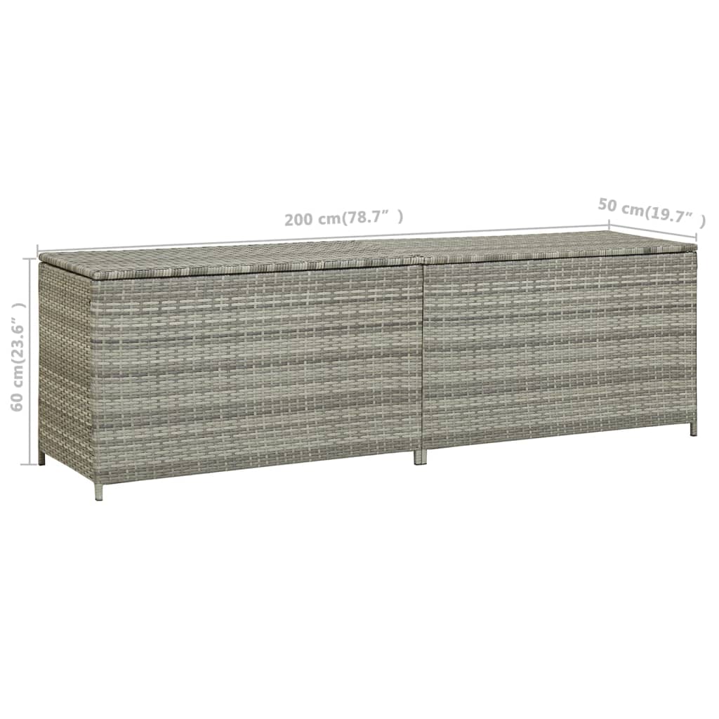 Gartenbox Poly Rattan 200x50x60 cm Grau