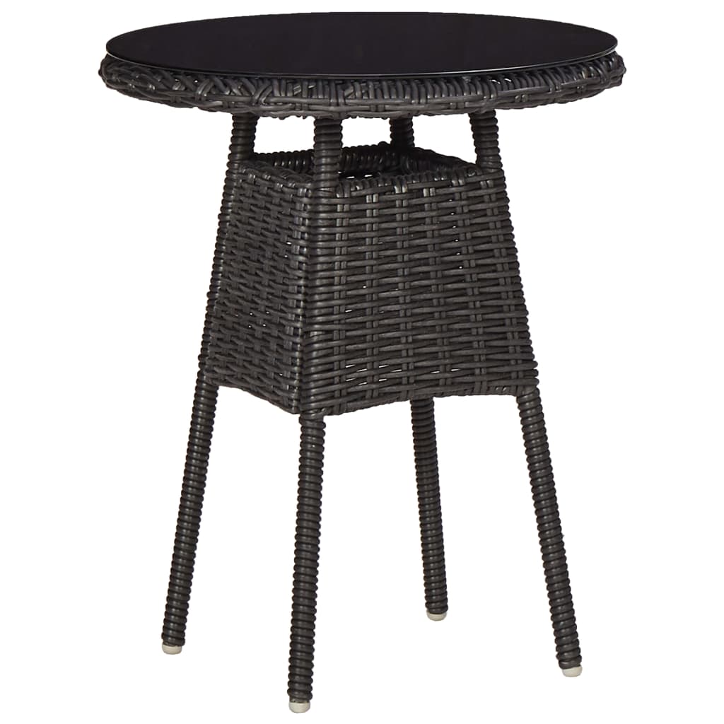 3-tlg. Garten-Bistro-Set mit Auflagen Poly Rattan Schwarz