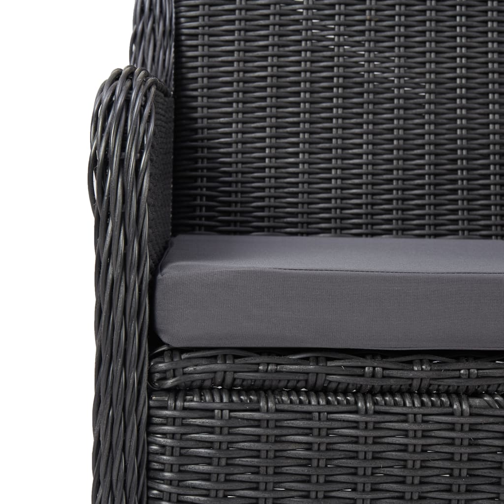 3-tlg. Garten-Bistro-Set mit Auflagen Poly Rattan Schwarz