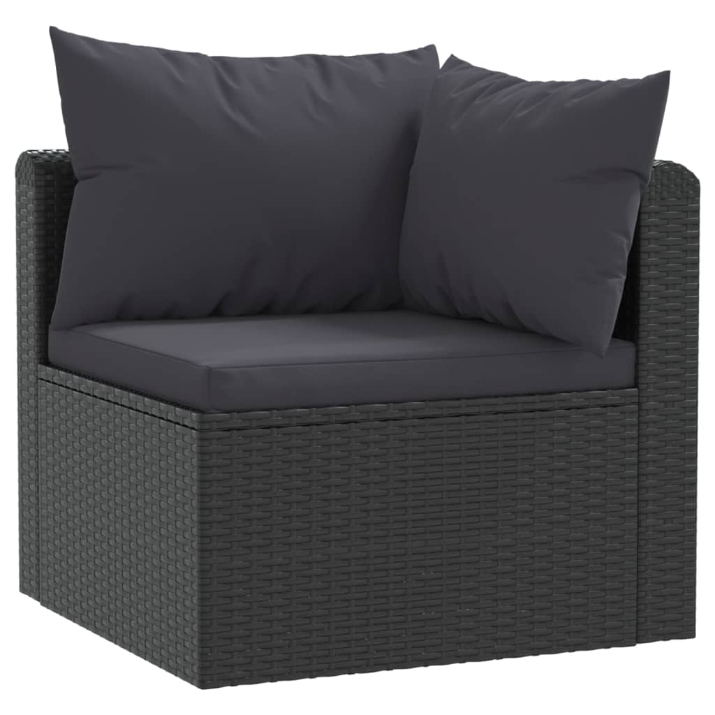 2-tlg. Garten-Sofagarnitur mit Auflagen Poly Rattan Schwarz