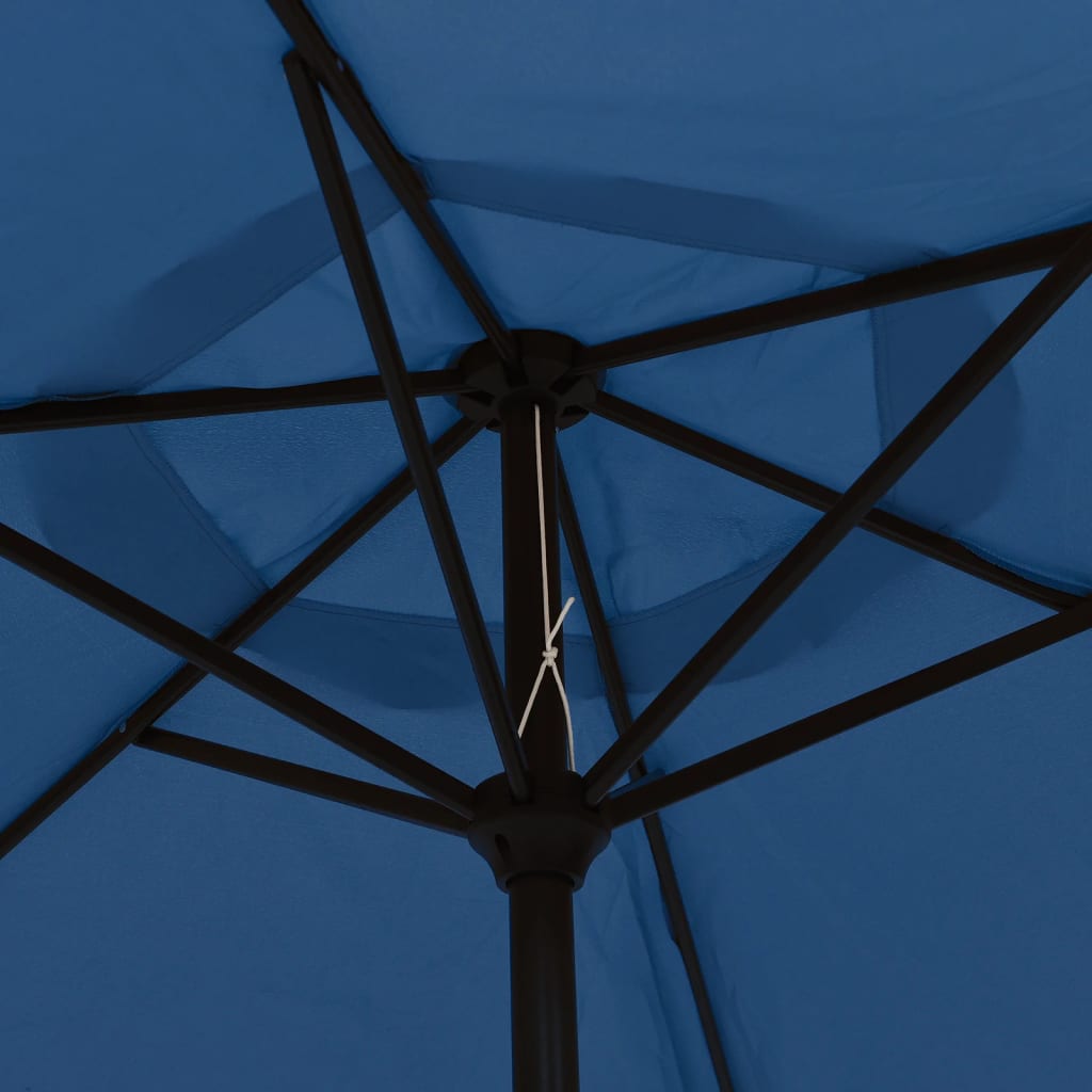 Sonnenschirm mit LED-Beleuchtung und Stahl-Mast 300 cm Azurblau