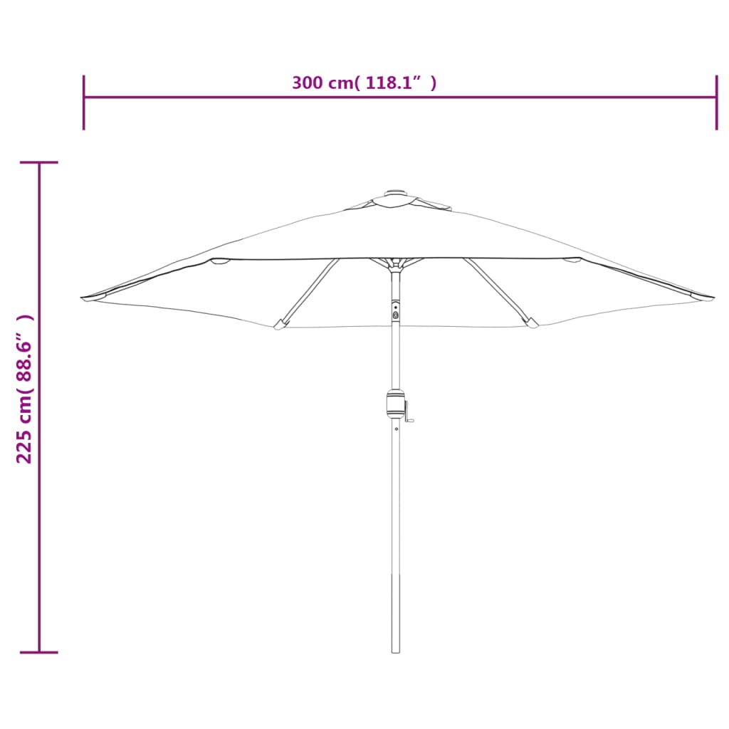 Sonnenschirm mit LED-Beleuchtung und Stahl-Mast 300 cm Azurblau