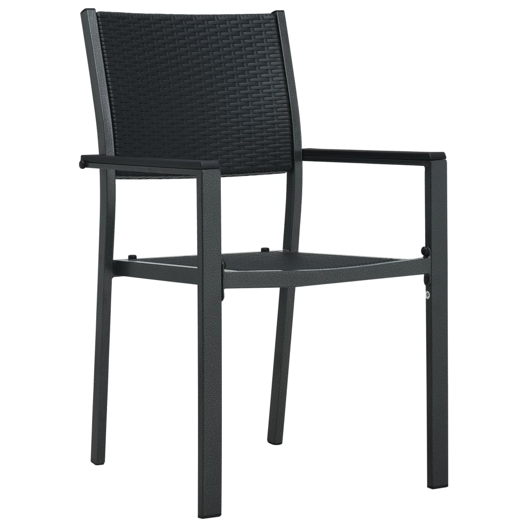 Gartenstühle 4 Stk. Schwarz Kunststoff Rattan-Optik