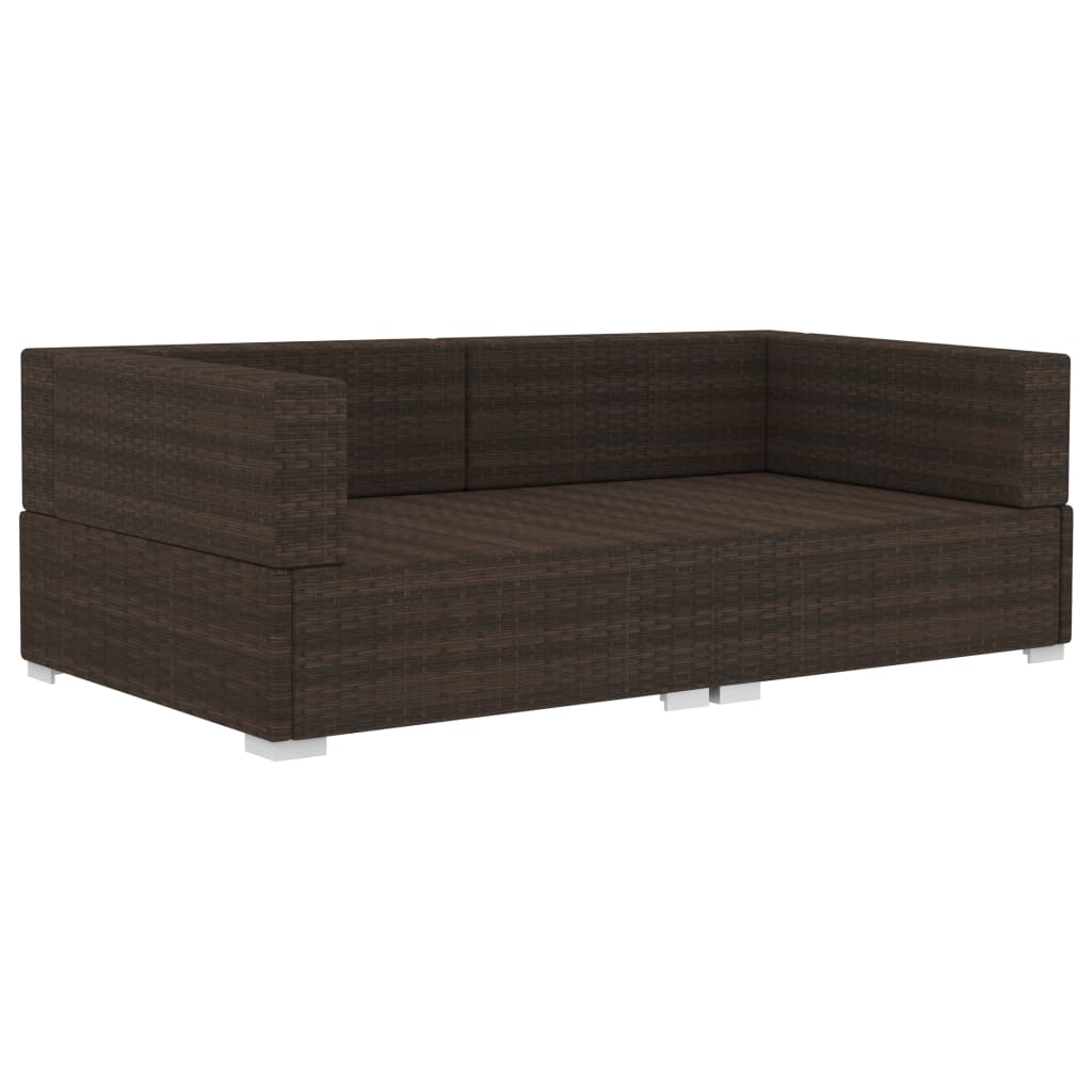 Ecksofas 2 Stk. mit Auflagen Poly Rattan Braun