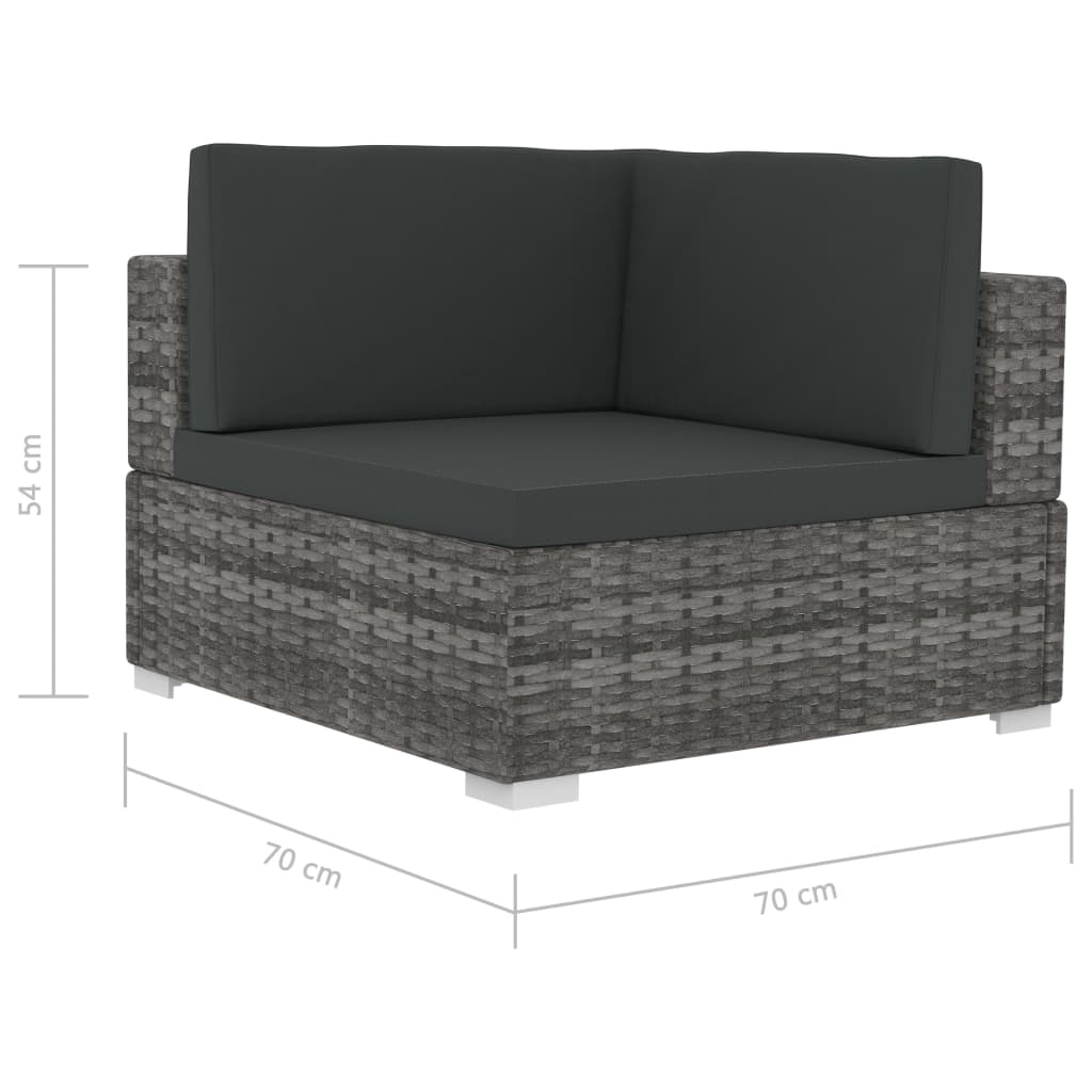 Ecksofas 2 Stk. mit Auflagen Poly Rattan Grau