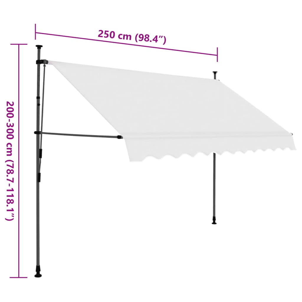 Einziehbare Markise Handbetrieben mit LED 250 cm Creme