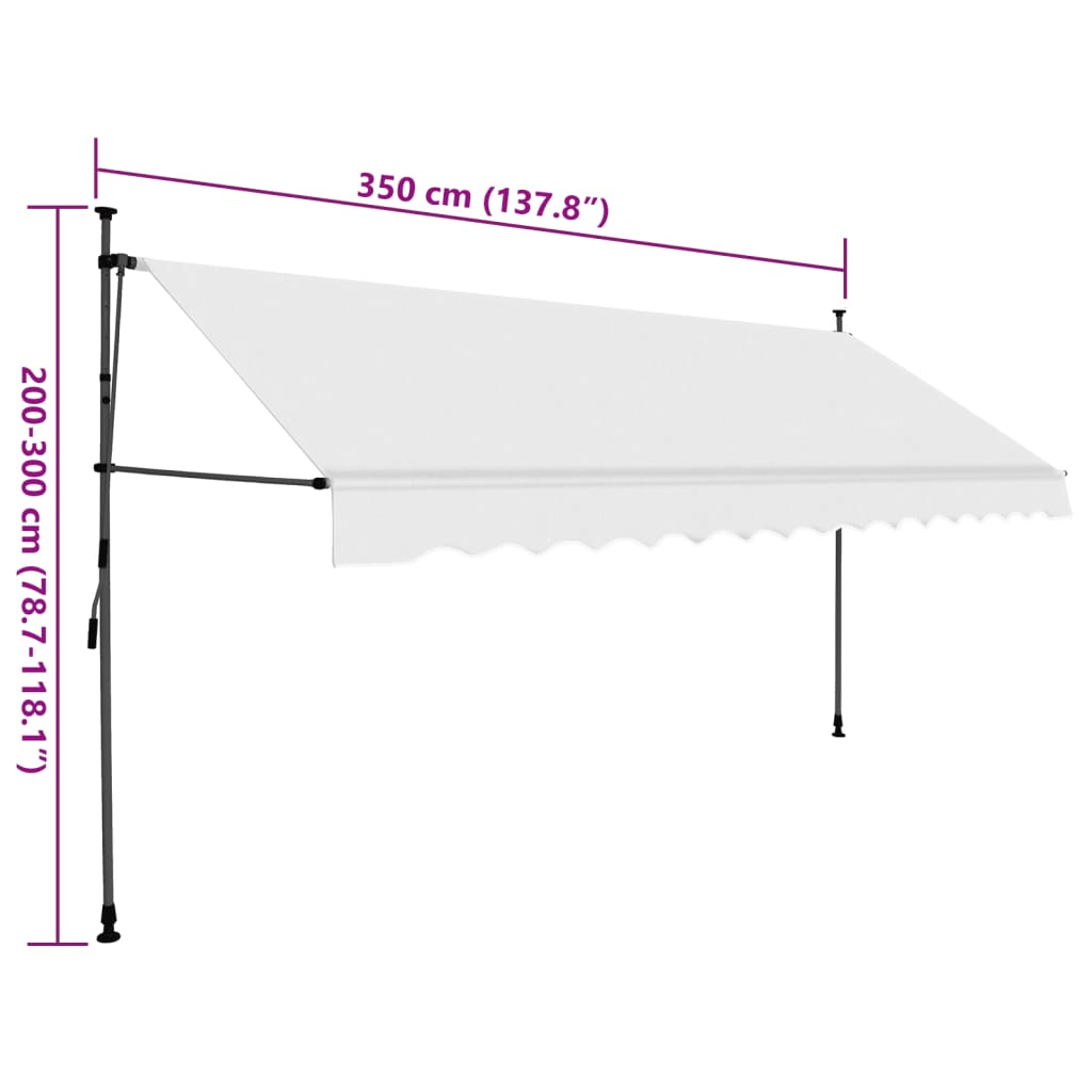 Einziehbare Markise Handbetrieben mit LED 350 cm Creme