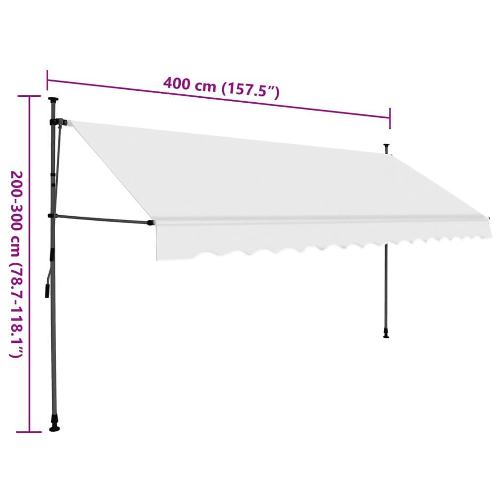 Einziehbare Markise Handbetrieben mit LED 400 cm Creme