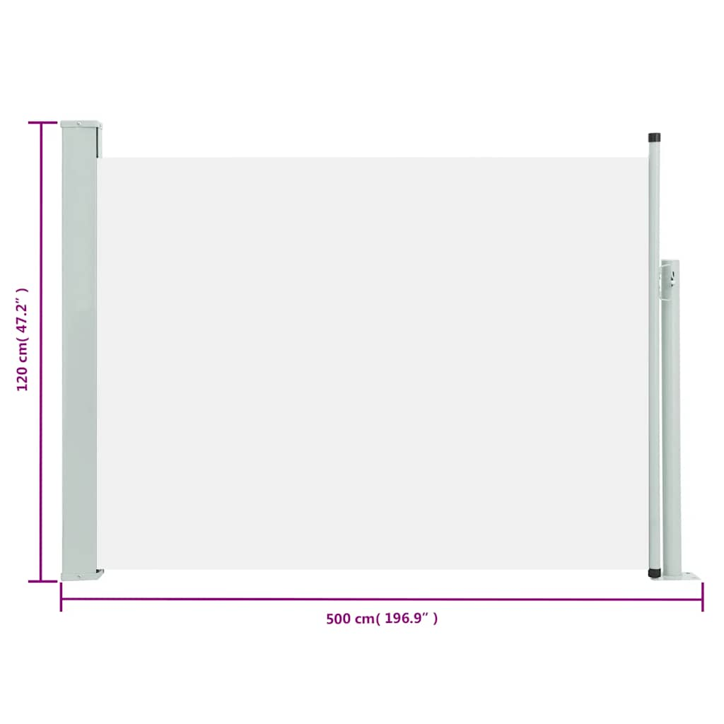 Ausziehbare Seitenmarkise 120×500 cm Creme