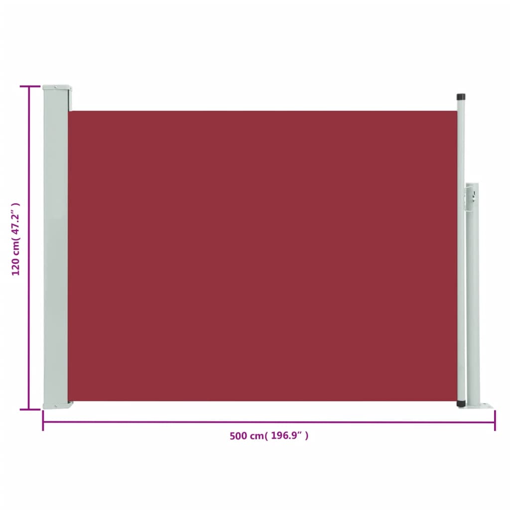 Ausziehbare Seitenmarkise 120×500 cm Rot