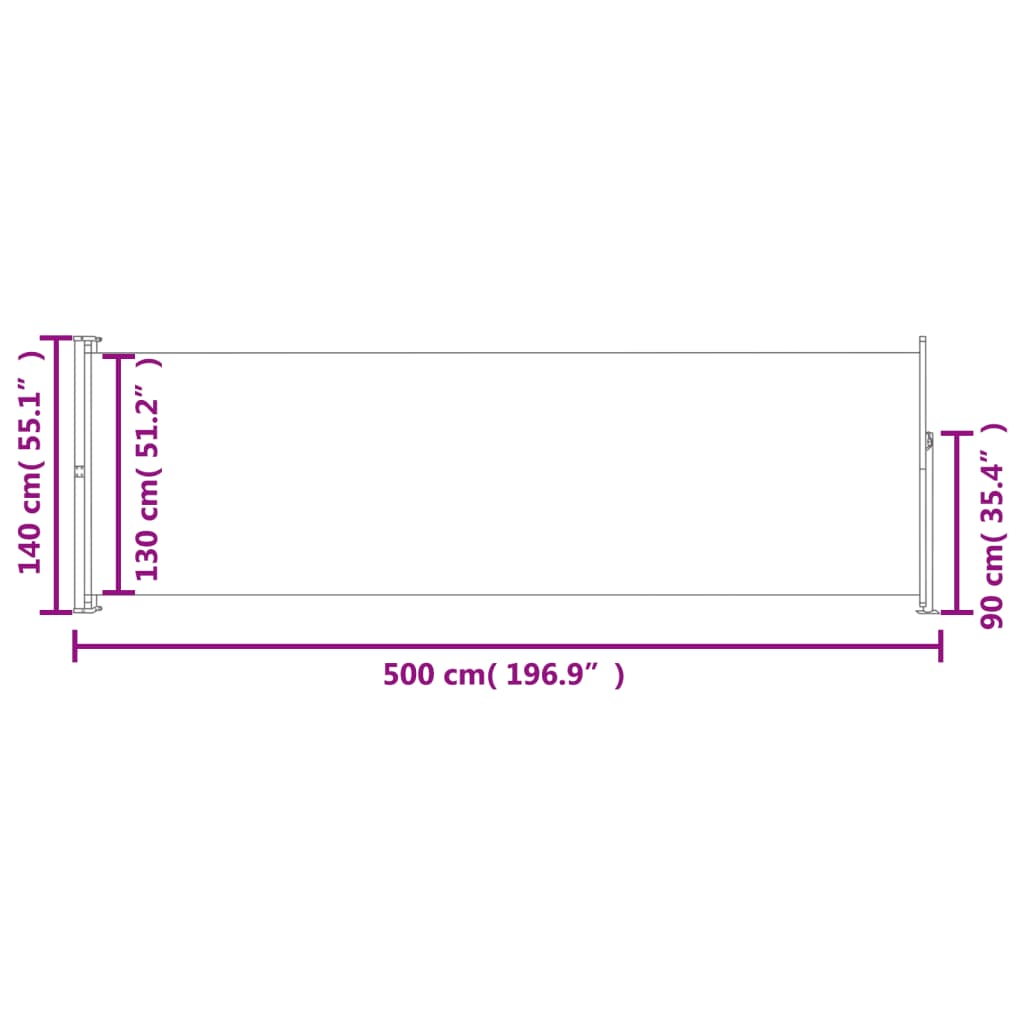 Ausziehbare Seitenmarkise 140×500 cm Blau