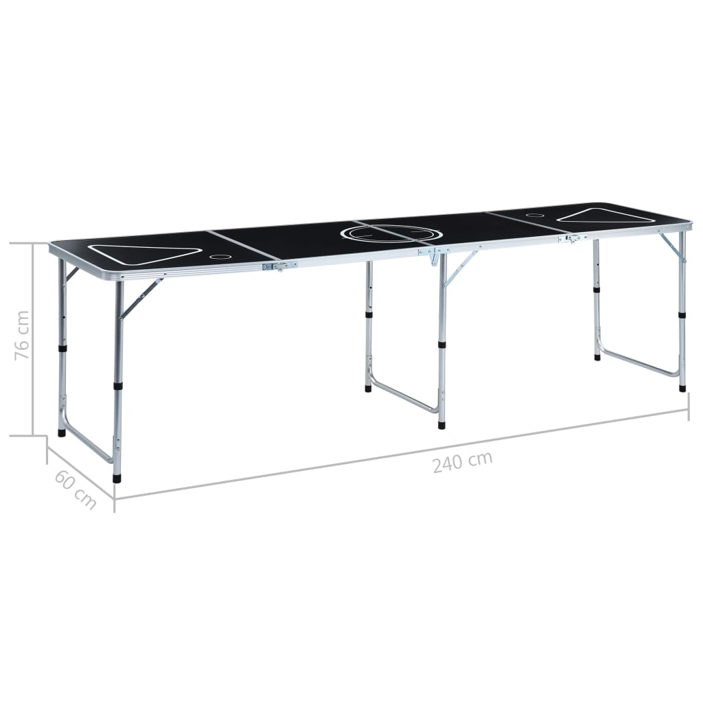 Klappbarer Bier-Pong-Tisch 240 cm Schwarz