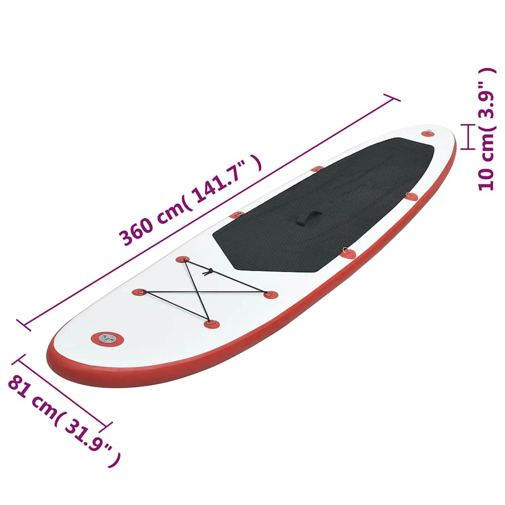 SUP-Board Aufblasbar Rot und Weiß