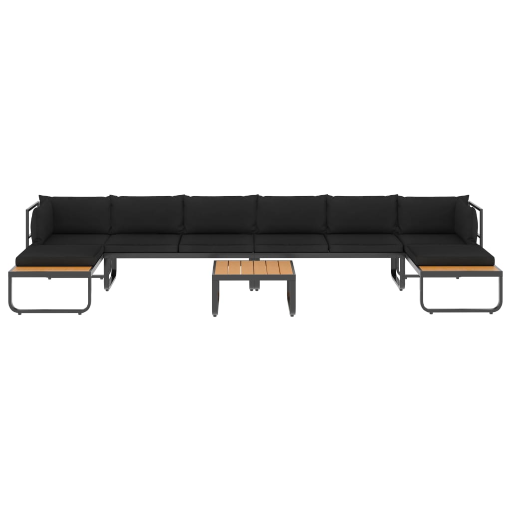 5-tlg. Garten-Ecksofa-Set mit Auflagen Aluminium und WPC