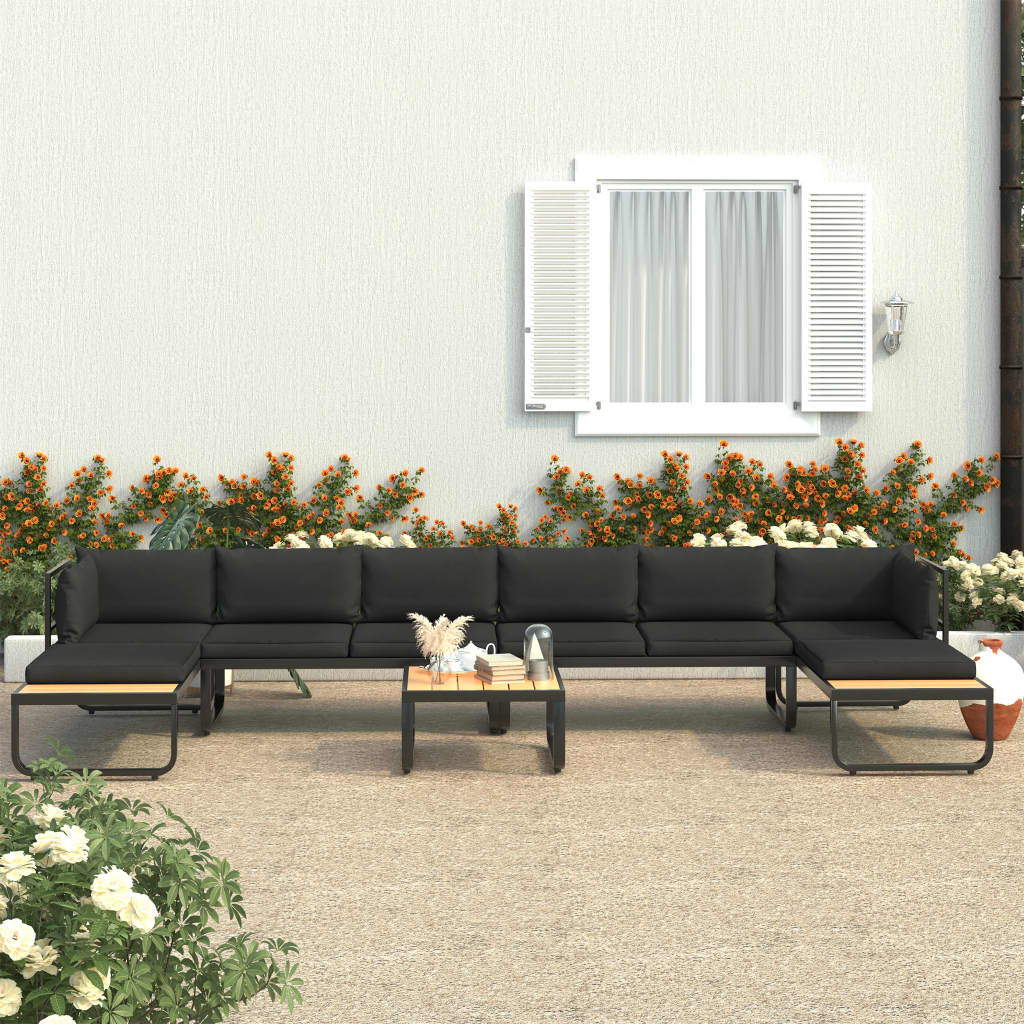 5-tlg. Garten-Ecksofa-Set mit Auflagen Aluminium und WPC