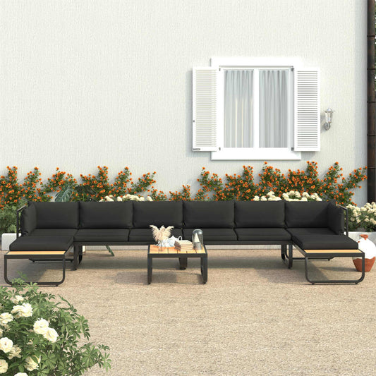 5-tlg. Garten-Ecksofa-Set mit Auflagen Aluminium und WPC