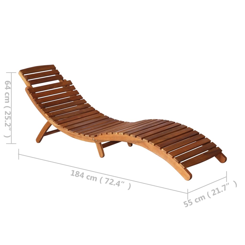 Sonnenliege mit Tisch Massivholz Akazie Braun