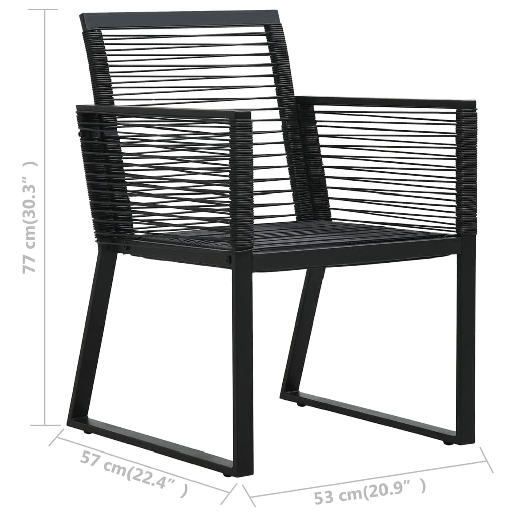 Gartenstühle 2 Stk. Schwarz PVC Rattan