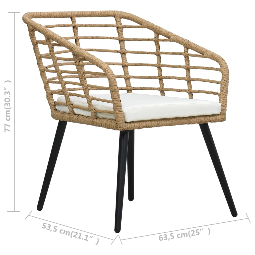 Gartenstühle 2 Stk. mit Auflagen Poly Rattan Eiche