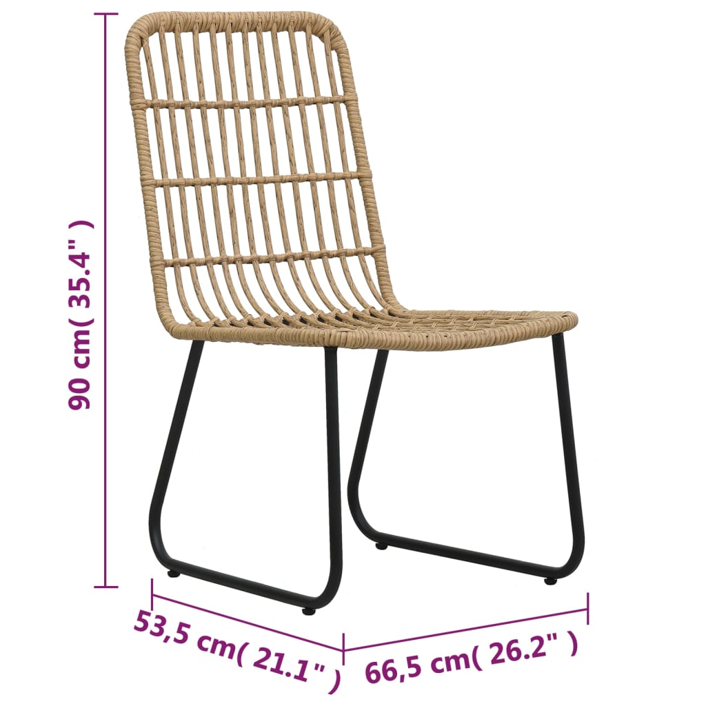 Gartenstühle 2 Stk. Poly Rattan Eiche