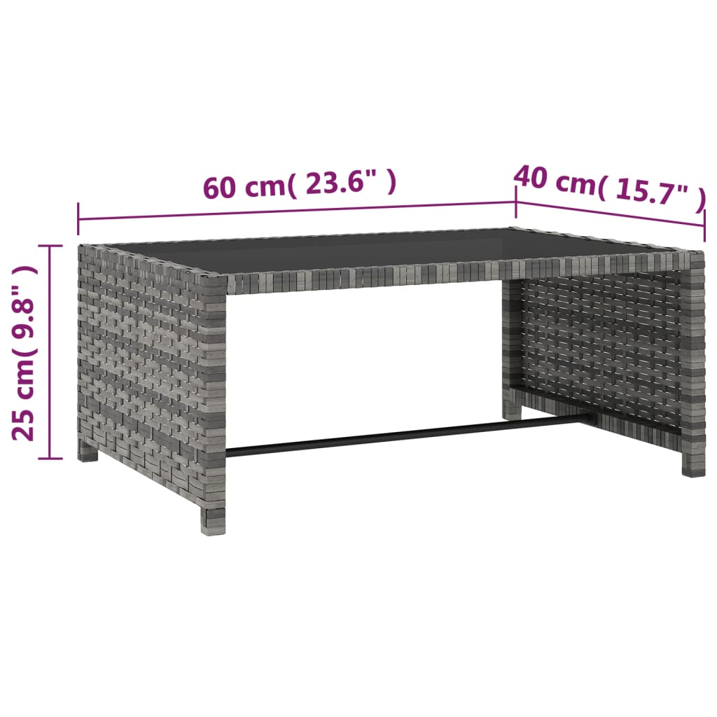 Outdoor-Lehnstühle 2 Stk. mit Tisch Grau Poly Rattan