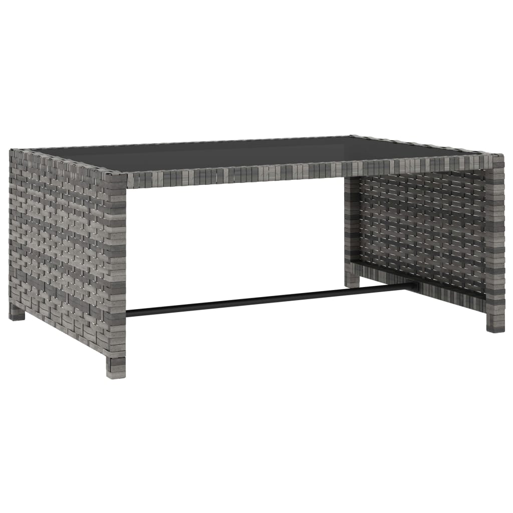 Outdoor-Lehnstühle 2 Stk. mit Tisch Grau Poly Rattan