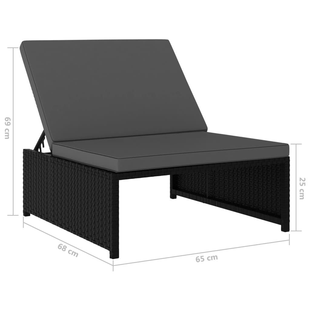 Outdoor-Lehnstühle 2 Stk. mit Tisch Schwarz Poly-Rattan