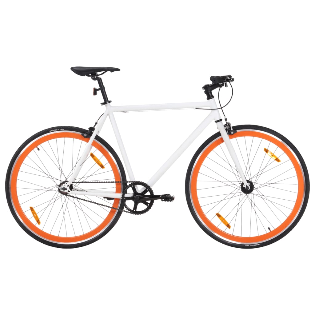 Fahrrad mit Festem Gang Weiß und Orange 700c 55 cm