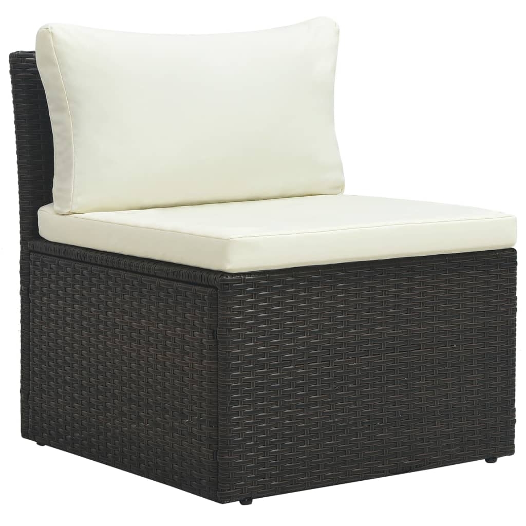 4-tlg. Garten-Lounge-Set mit Kissen Poly-Rattan Braun