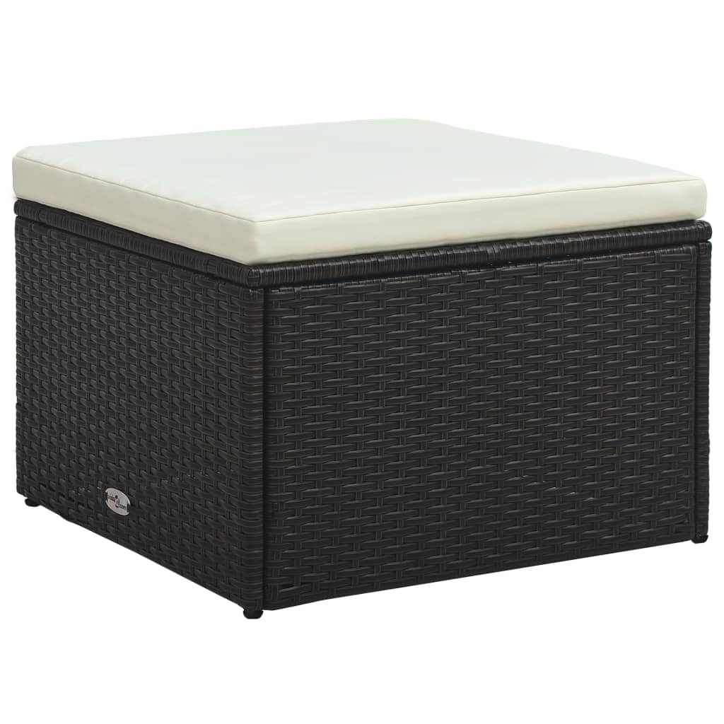 4-tlg. Garten-Lounge-Set mit Kissen Poly-Rattan Braun