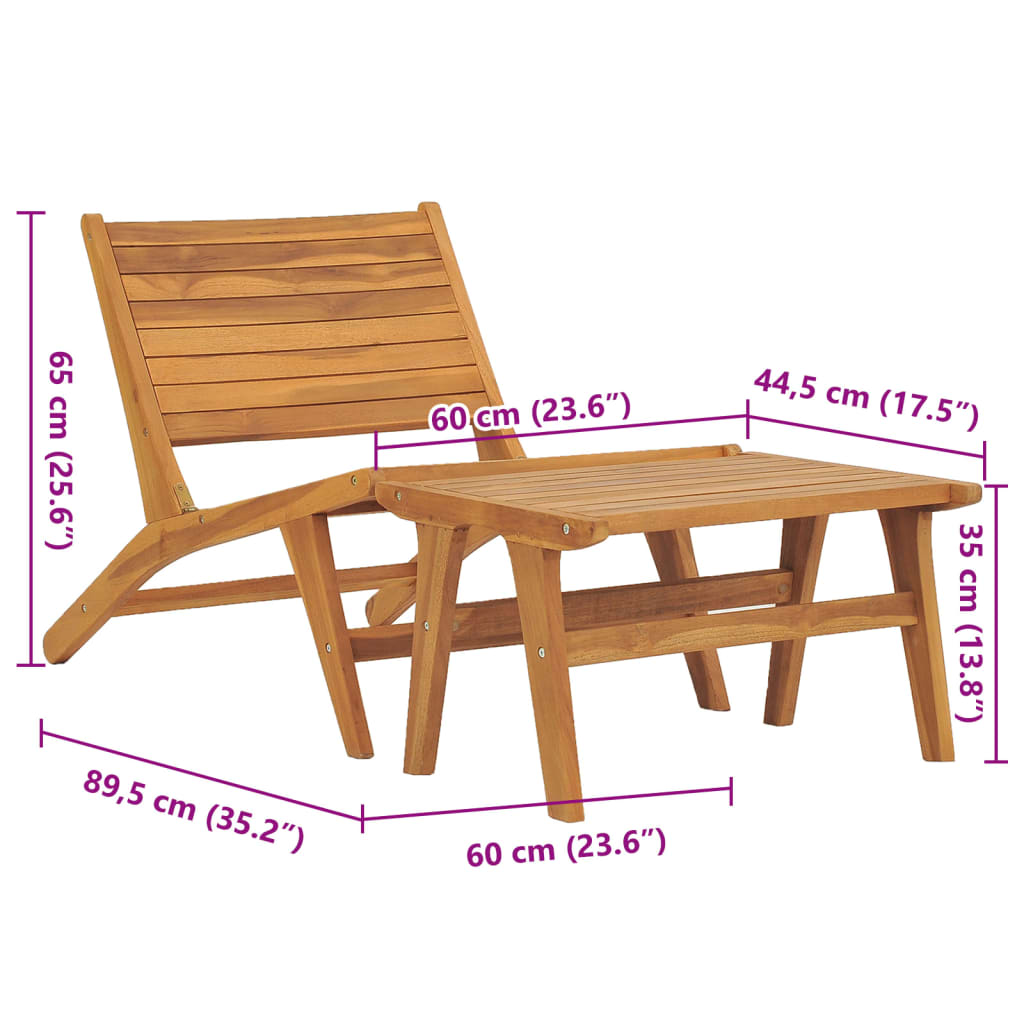 Gartenstuhl mit Fußablage Massivholz Teak