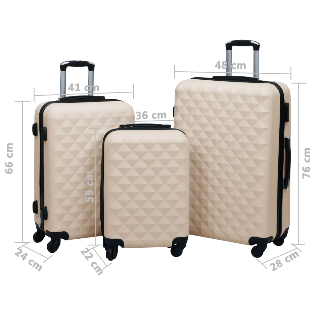 Hartschalen-Trolley-Set 3 Stk. Golden ABS