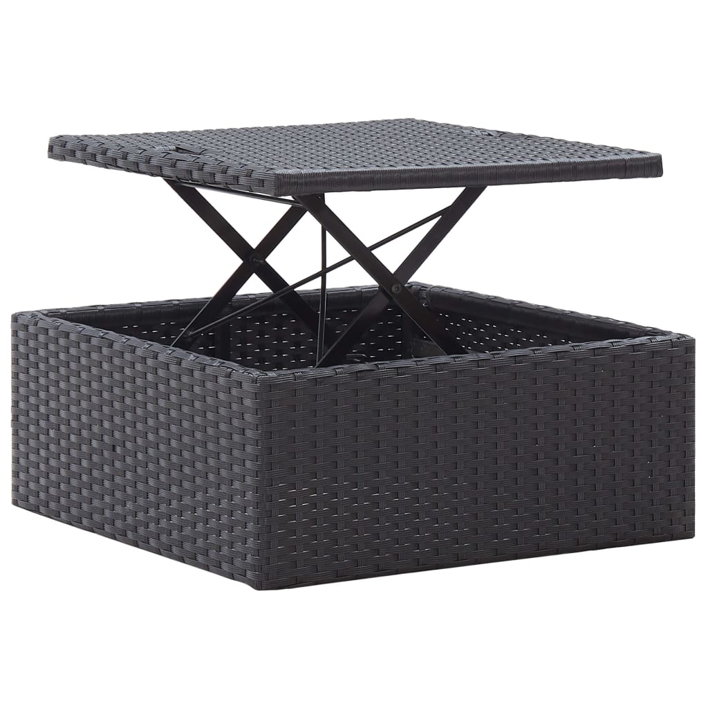 Garten-Sonneninsel mit Dach Schwarz Poly Rattan